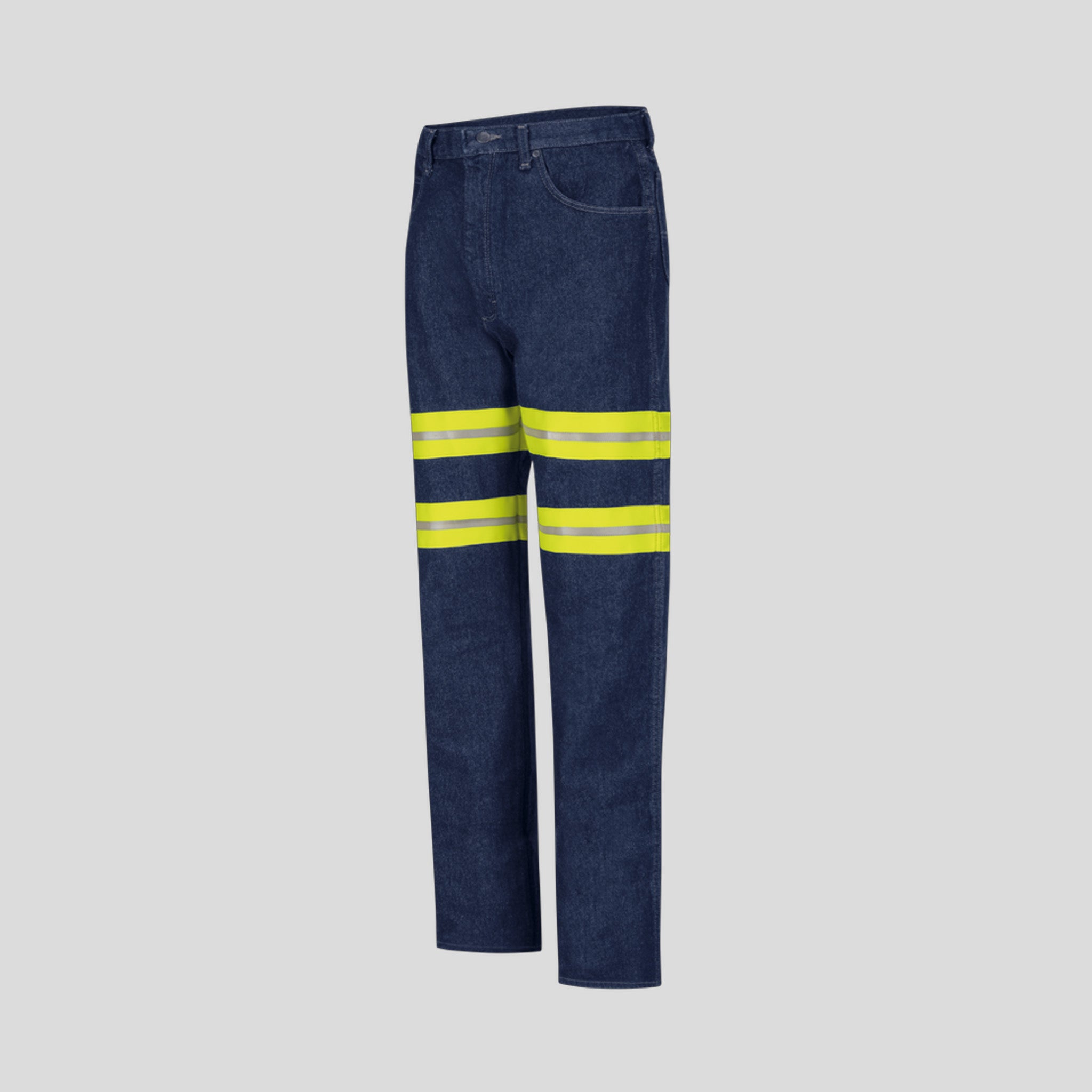 Men's Relaxed Fit Black Jean | Denim/Yellow Visibility Trim