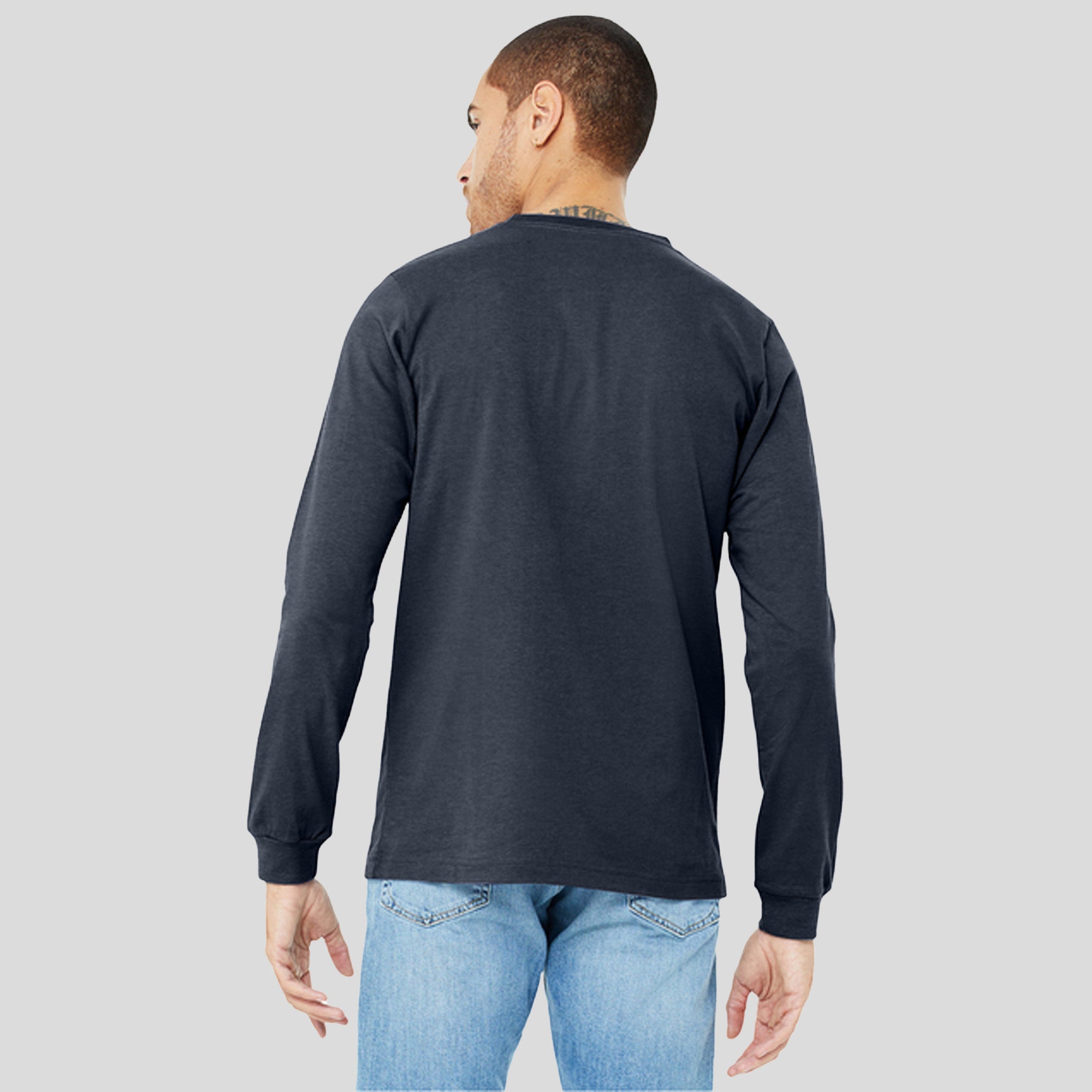Unisex Heather CVC Long Sleeve Tee | Heather Midnight Navy